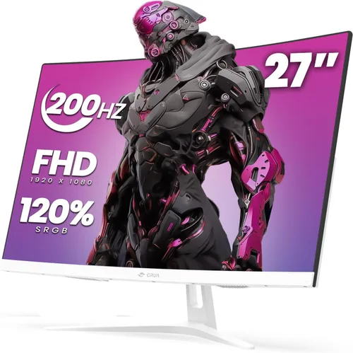 Vista 9 de CRUA Monitor curvo para juegos de 24 pulgadas, monitor de computadora de 165 Hz/200 Hz, FHD 1920 x 1080, 120% sRGB, AMD FreeSync, filtro de luz