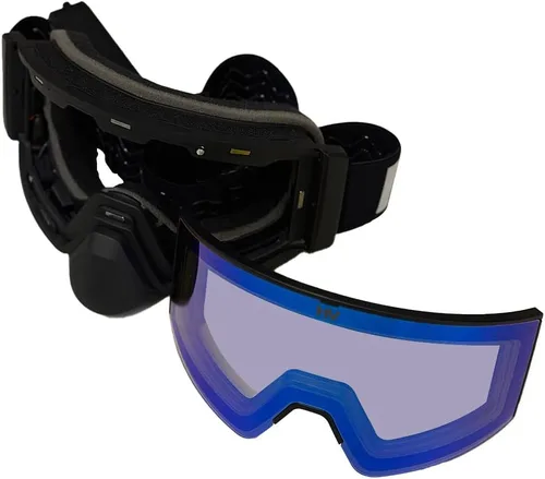 Vista 5 de HeatWave Gafas de nieve con calefacción, batería eléctrica para actividades invernales, lente antiniebla doble para moto de nieve, esquí, snowboard