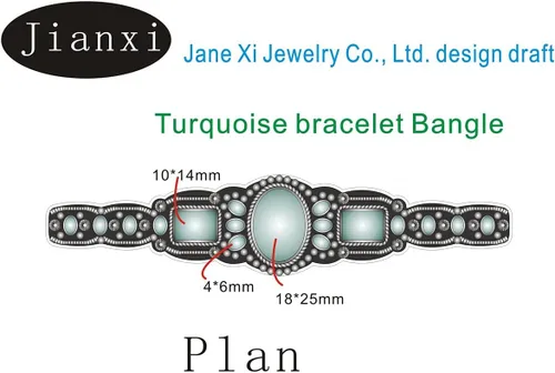 Vista 8 de Pulsera de turquesa comprimida con base chapada en rgentium antiguo para mujer, joyería de moda