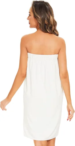 Vista 29 de Knuffnee Toalla de baño para mujer, bata de baño para spa, bata de baño ajustable con cierre a presión