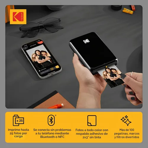 Vista 2 de KODAK Step Impresora Inalámbrica de Fotos Móvil Mini (Negro) Paquete Go
