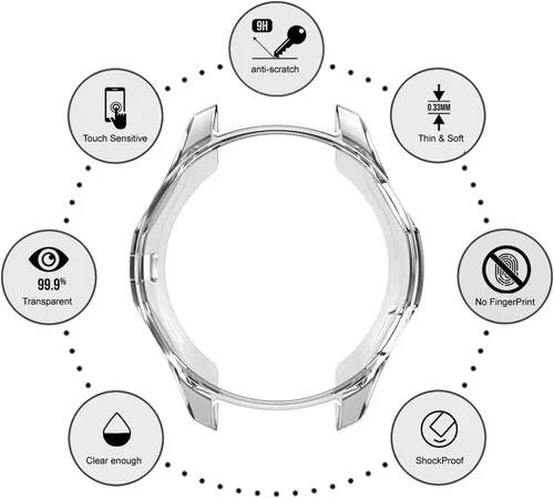 Vista 2 de FitTurn Compatible con Gear S3 Frontier SM-R760, marco de metal de TPU suave a la moda, resistente a los golpes, a prueba de golpes, carcasa