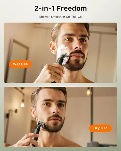 Vista 7 de [2026 - Recortadora de pelo para barba y cuerpo mejorada para hombres [todo en uno] Carga rápida USB-C, afeitadora eléctrica sin dolor para ingle