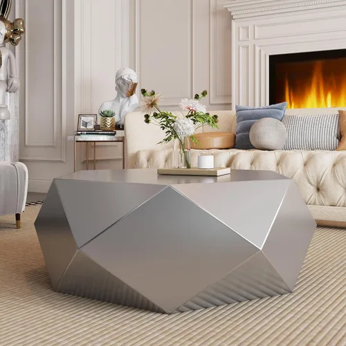 Vista 24 de Mesa de centro redonda de 31.3 pulgadas, mesa de centro moderna para sala de estar, estilo escultórico minimalista contemporáneo de granja, grano