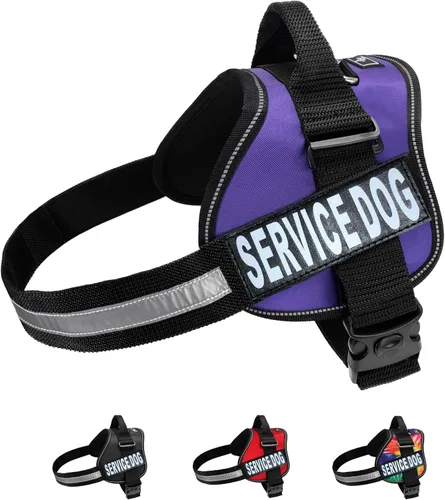 Vista 11 de Arnés del perro, chaleco reflectante, viene con 2 parches de velcro para perro Medir el perro antes de ordenar, Negro Chaleco de trabajo ajustable