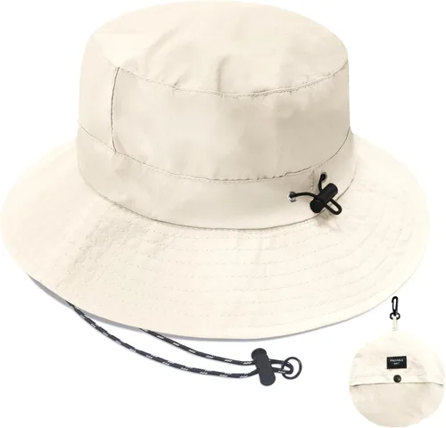 Vista 27 de PFFY Waterproof Bucket Hats for Men Women Packable Sun Hat for Outdoors Caqui Sólido