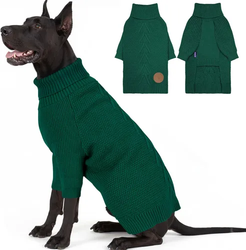 Vista 40 de cyeollo Suéter para perro pequeño, suéteres cálidos de cuello alto para perros pequeños, sudadera tejida para perrito con mangas, suéter de otoño e