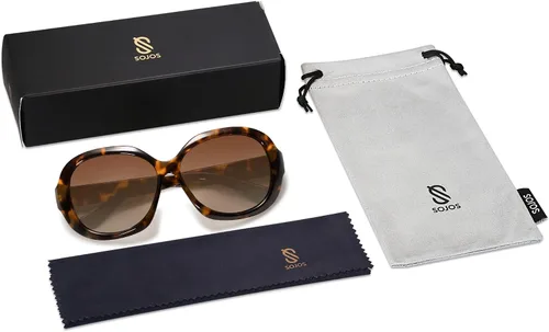 Vista 5 de SOJOS Gafas de sol polarizadas vintage para mujer de gran tamaño con marco grande protección UV SJ2209