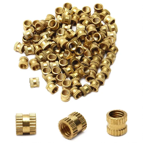 Vista 55 de Tuercas moleteadas de rosca hembra M2x3mm OD Tuercas de inserción roscadas de latón Tuercas de incrustación hidráulicas soldadas juntas Kit surtido