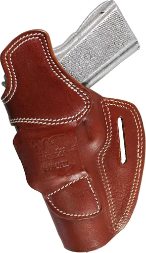 Vista 6 de Funda de cuero prémium hecha a mano OWB para pistola de extracción rápida Marrón - mano derecha