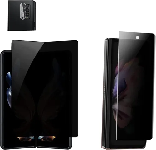 Vista 9 de Paquete de 2 protectores de pantalla de privacidad compatibles con Galaxy Z Fold 3, antiespías, 1 protector de pantalla exterior + 1 protector