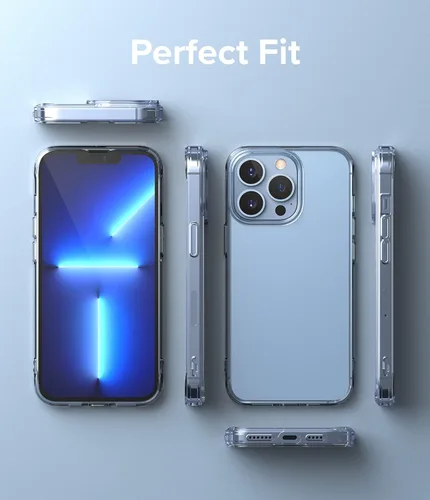 Vista 7 de Ringke Fusion funda compatible con iPhone 13 Pro Max, dura, minimalista, no se amarillenta, parte trasera transparente, con bordes protectores