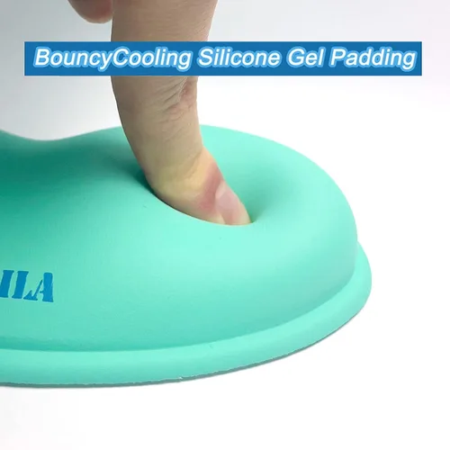 Vista 4 de BRILA Reposamuñecas ergonómico de silicona para mouse, gel de sílice refrescante, almohadilla de soporte de muñeca de piel sintética para oficina