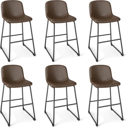 Vista 21 de TAVR Furniture Leathaire - Juego de 2 taburetes de tela con altura de mostrador, sillas de isla sin brazos, con capacidad para hasta 500 libras