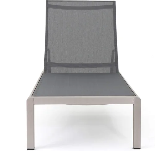 Vista 5 de Christopher Knight Home Cabo Coral - Tumbonas de malla para exteriores, juego de 2 piezas, gris oscuro y plateado Gris oscuro/plateado
