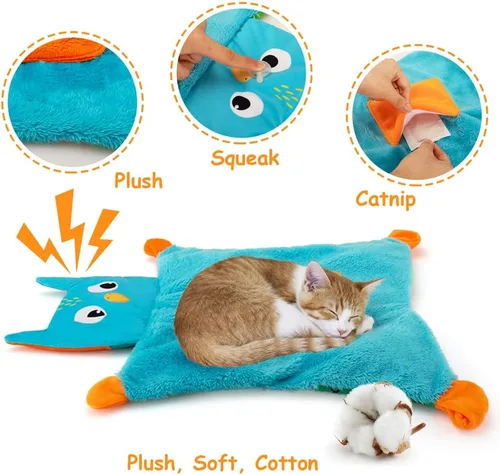 Vista 3 de AWOOF Linda alfombra suave de hierba gatera, juguetes interactivos para gatos