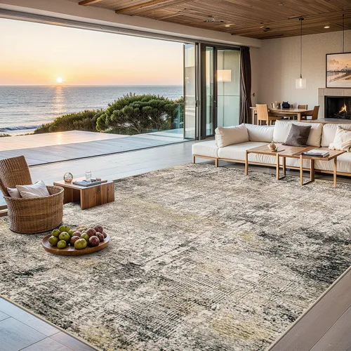 Vista 20 de Area Rugs - Alfombra para sala de estar, 4 x 6, lavable, moderna, abstracta, suave, neutra, antideslizante, grande para interiores, resistente a