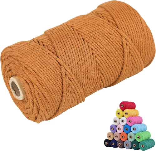 Vista 13 de Cordón de algodón para macramé 3mm x 109 yardas, cuerda de macramé natural color beige, suministros perfectos de algodón para macramé, para hacer