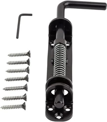 Vista 3 de National Hardware N109-214 V1142 Perno deslizante de servicio pesado con resorte, sin tamaño, negro
