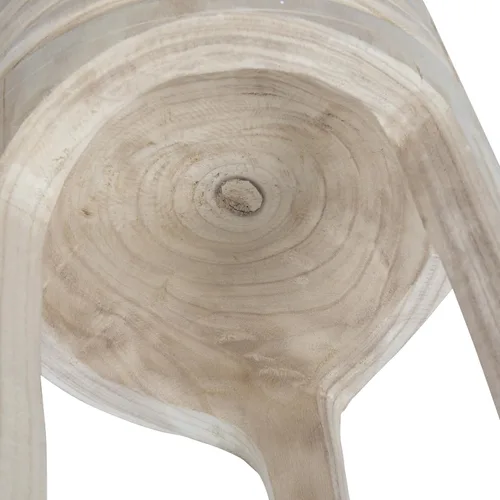 Vista 5 de Creative Co-Op Taburete de madera de Paulownia tallada a mano, estilo bohemio, natural