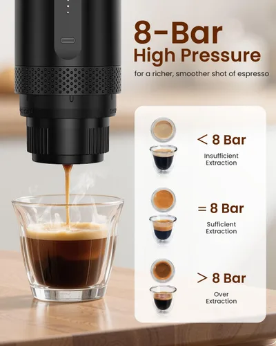 Vista 2 de Portable Espresso Maker, Electric Espresso Machine for Travel, Camping, Rechargeable USB-C Mini Coffee Maker for NS Capsule Pods and Ground Coffee
