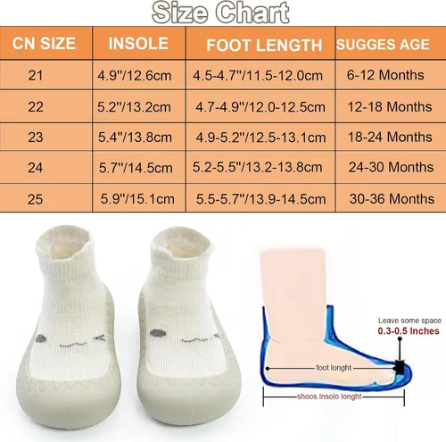 Vista 6 de 2 pares de zapatos antideslizantes estilo caroon para bebés, zapatos para niños y niñas, zapatos para caminar, zapatos de goma suave con pantuflas