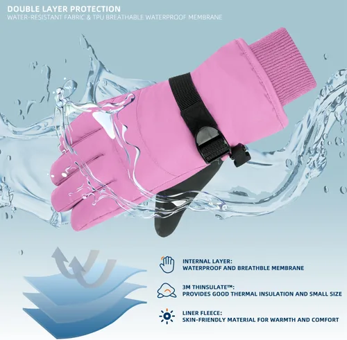 Vista 28 de AMYIPO - Guantes de invierno para niños y niñas, ideales para esquí, nieve, snowboard