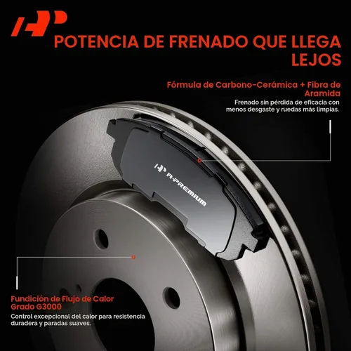 Vista 5 de A-Premium Kit de rotores de freno de disco ventilados delanteros de 10.28 pulgadas (261mm) + pastillas cerámicas compatible con modelos selectos