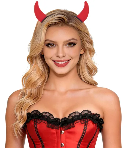 Vista 9 de Bonnie Z. Leonardo Pinzas para el cabello de diablo rojo con cuernos de diablo rojo