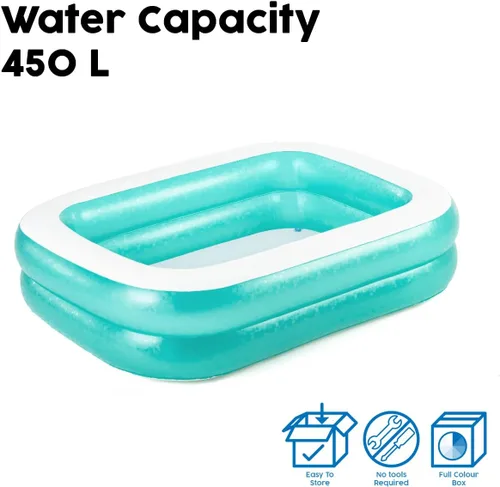 Vista 6 de Piscina inflable rectangular para la familia color azul