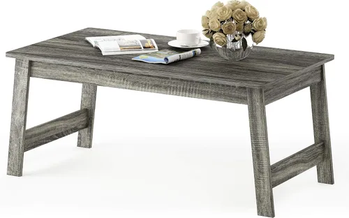 Vista 8 de Furinno – Mesa de café moderna y simplista, mesa de café rectangular moderna con patas en X, mesa auxiliar entrelazada, para sala de estar, Pino