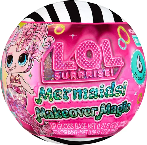 Vista 2 de LOL Surprise Mermaids Makeover Magic Tots con brillo de labios maquillaje DIY usable para ti y tu muñeca, juego acuático divertido, regalo