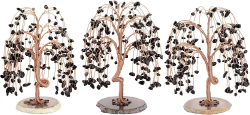 Vista 6 de Jovivi Árbol de cuarzo con cristales curativos de turmalina negra natural, árbol del dinero, base de ágata geoda, adornos de Feng Shui, decoración