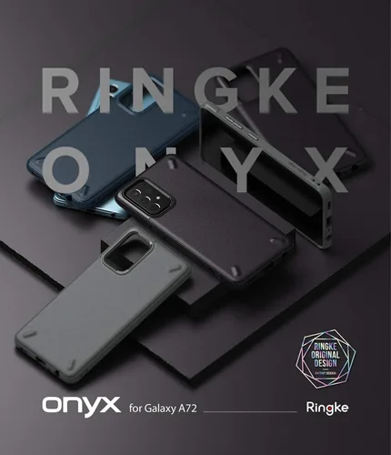 Vista 9 de Ringke Onyx - Funda compatible con Samsung Galaxy A72, granulado antihuellas, textura con agujeros para cordón, color negro