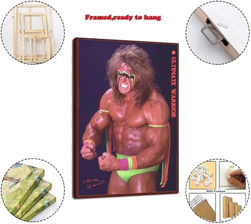 Vista 2 de Póster Ultimate Warrior de los años 80, superestrella de la lucha libre, clásico, retro, arte de pared, estética, decoración de habitación, pintura