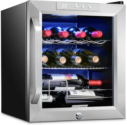 Vista 9 de Ivation Refrigerador de vino con compresor de 12 botellas con cerradura Gran bodega independiente para vino tinto, blanco, champán o espumoso