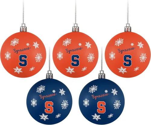 Vista 5 de FOCO NCAA - Juego de 5 adornos inastillables para árbol de Navidad con logotipo del