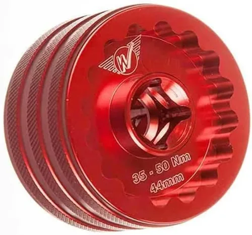 Vista 4 de Ruedas Mfg Soporte Inferior Doble Cara Zócalo Rojo, 16X48.5Mm/16X44mm herramientas de reparación de bicicletas