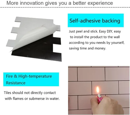 Vista 4 de XUANINY Azulejos de aluminio compuesto de metro de 20 hojas, calcomanías de suelo con textura 3D, paneles de pared autoadhesivos para salpicaduras
