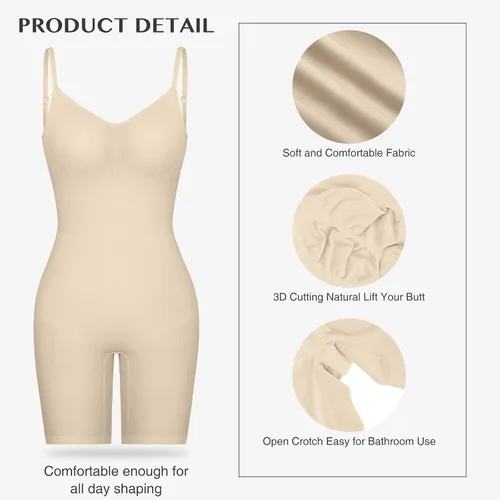 Vista 5 de FeelinGirl Body de espalda baja para mujer, con control de abdomen, sin costuras, moldeador de cuerpo