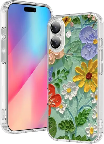 Vista 48 de OOK Magnetic for iPhone 17 Case Clear Pretty Flower Girls Women [Not Yellowing][Screen Protector] [ MagSafe Compatible] with Full Camera Lens