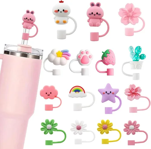 Vista 20 de LDKEDKF 11 piezas de cubiertas para pajitas de vaso Stanley, tapa de silicona para pajitas de vaso Stanley de 30 y 40 onzas con vasos, accesorios