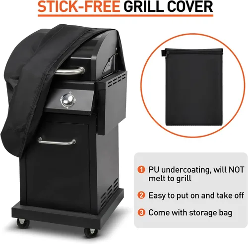 Vista 6 de Arcedo Cubierta pequeña para parrilla de 32 pulgadas, resistente al agua, 2 quemadores, para barbacoa de gas, para exteriores, compatible con Weber