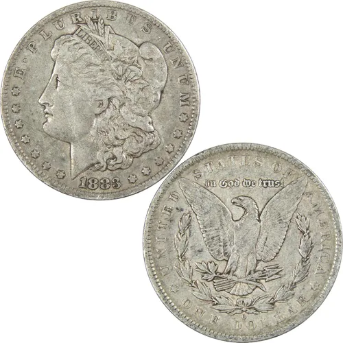 Vista 3 de 1883 O Morgan Dollar VF Muy Fino 90% Plata $1 Moneda Americana Coleccionable