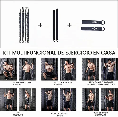 Vista 4 de INNSTAR - Barra de bandas de resistencia para ejercicio, accesorio de 38 pulgadas, negro, carga máxima de 800 libras para entrenamiento de gimnasio