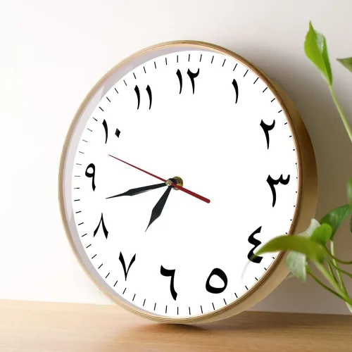 Vista 3 de Reloj de pared de cuarzo silencioso con números arábigos de 12 pulgadas con marco de madera, reloj de pared analógico de madera para colgar números