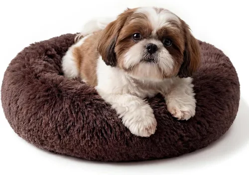 Vista 33 de Cama para perros pequeños, cama calmante para perros pequeños, antiansiedad, cama para cachorros, lavable a máquina, esponjosa, de lujo Verde militar
