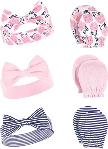 Vista 25 de Hudson Baby Conjunto de diadema de algodón y manoplas para rascar para bebé