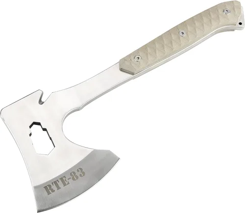 Vista 2 de ROUTE83 - Cuchillos tácticos martillados a mano con hacha de hacha Tomahawk con funda Kydex