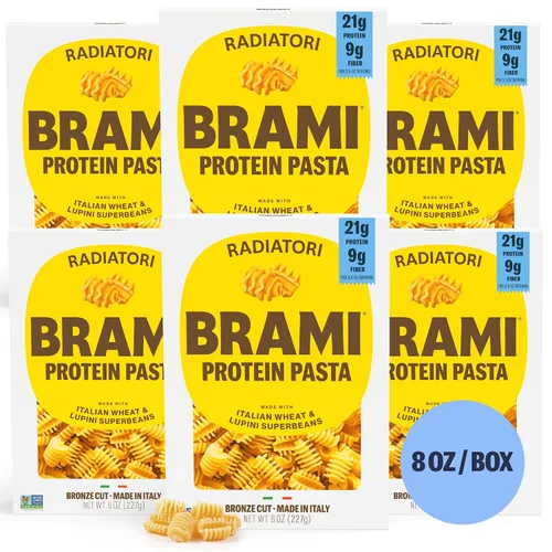 Vista 9 de Brami Fusilli, Curly Mac, Pasta de proteína italiana Radiatori Baja en carbohidratos Alta fibra Alto en proteínas Keto Sin OMG Hecho